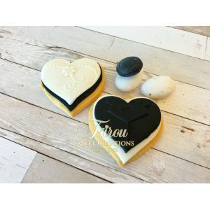 μπισκότα γάμου (med) καρδιές δίχρωμες