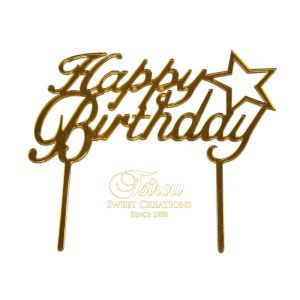 topper happy birthday gold